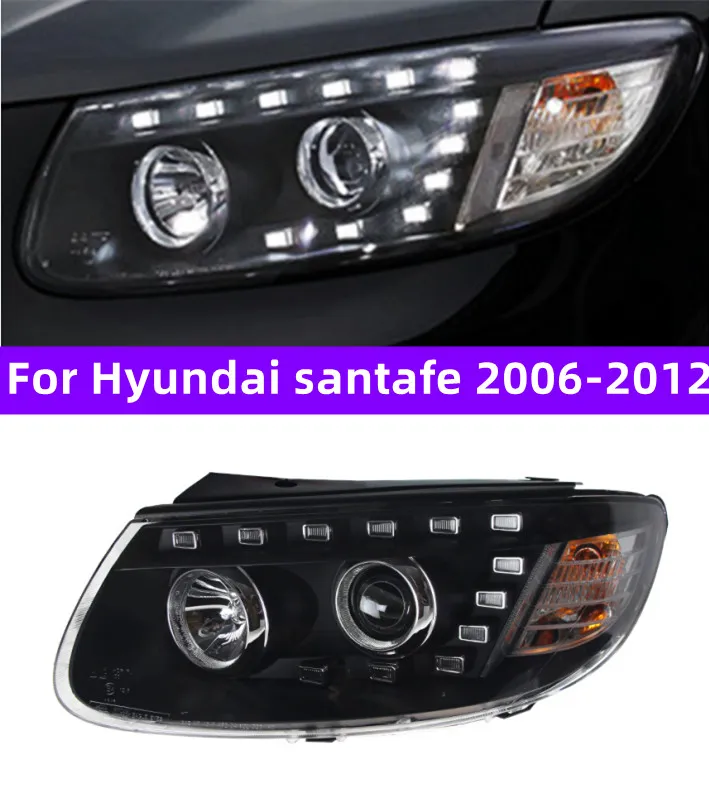 Стайлинг автомобиля для Hyundai Santafe светодиодные фары 2006-2012 биксеноновые линзы дальнего ближнего света парковочные противотуманные фары