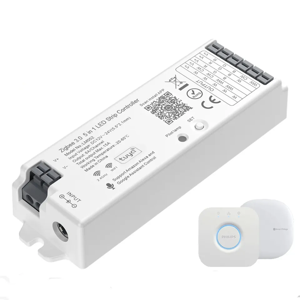 Zigbee 3.0 WiFi 2.4GHz LED de contrôle 5 en 1 Hue Bridge Tuya passerelle double Mode choses intelligentes Alexa Google Assistance DC5V-24V
