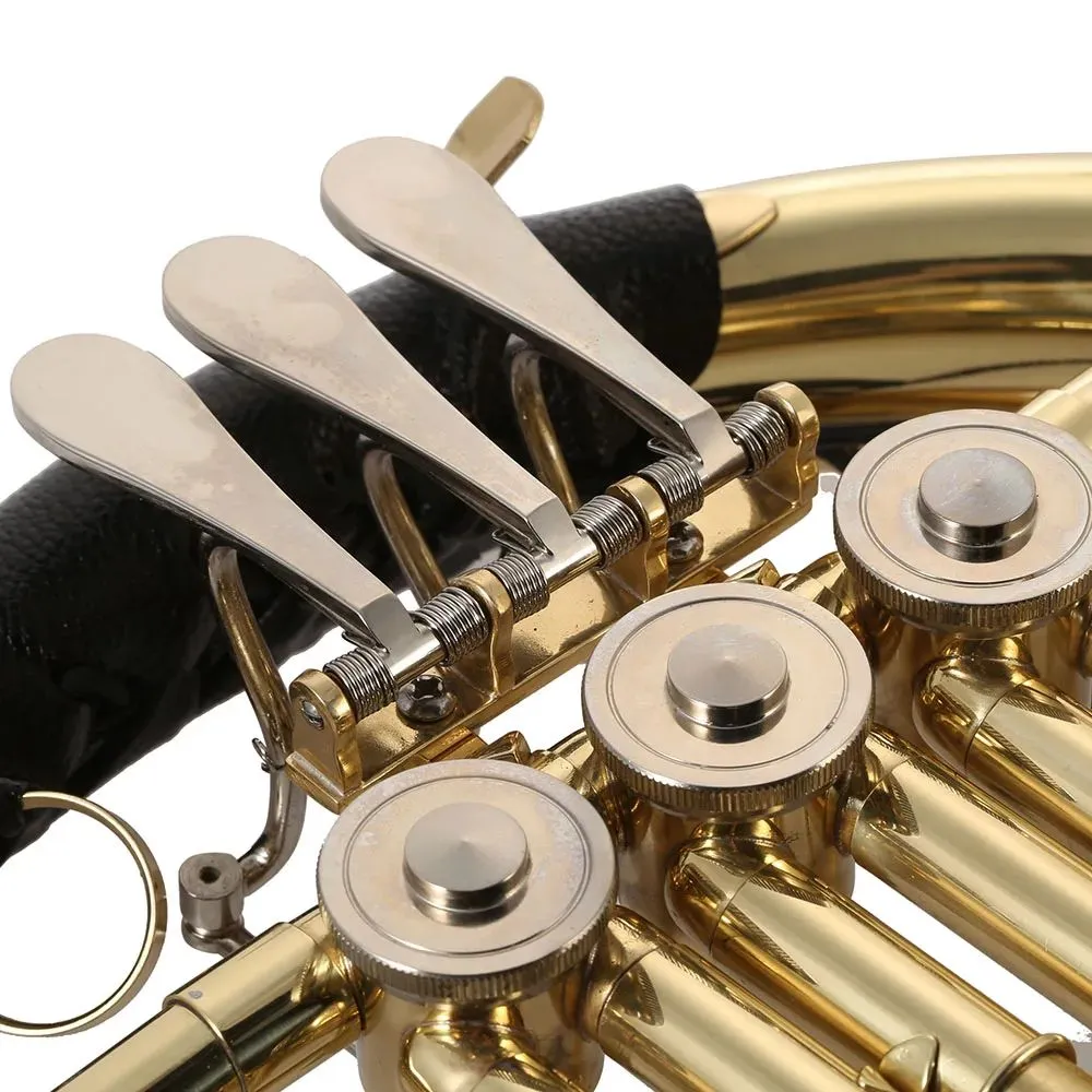 French Horn B/Bb Flat 3 Key Brass Gold Lacquer Single-Row Split Wind Instrument