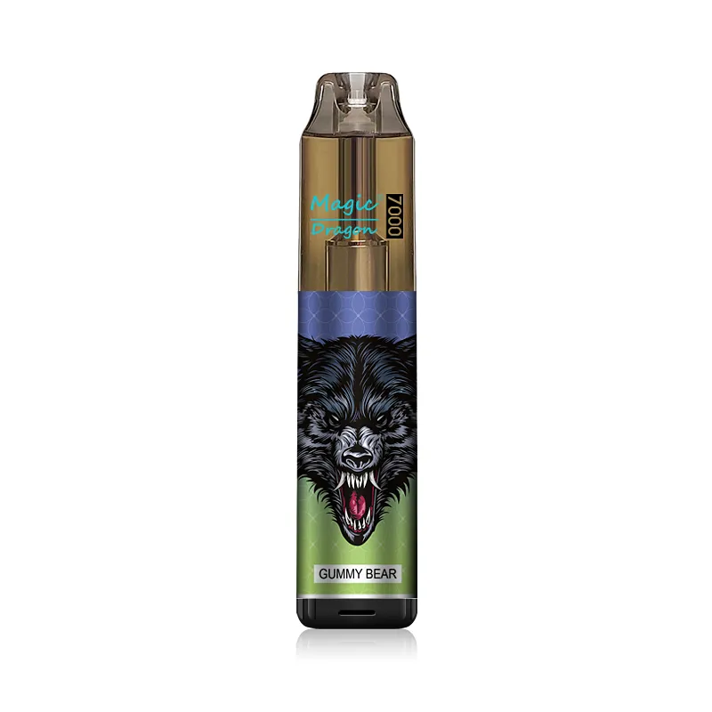 Original Magic Dragon 7000 Puffs Descartáveis E Cigarros 7K Puff Vape Pen Eletrônico Cigs Bobina de Malha 16ml Pod Bateria Recarregável 0% 2% 3% 5% Vapor 28 Sabores