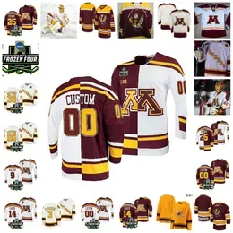 College Wears 2022 NCAA Frozen Four Championship  Golden Gophers Hockey Jersey Custom 23 Ryan Johnson 24 Jaxon Nelson 25 Jack Perbix 26 Carl Fish Blake McLau