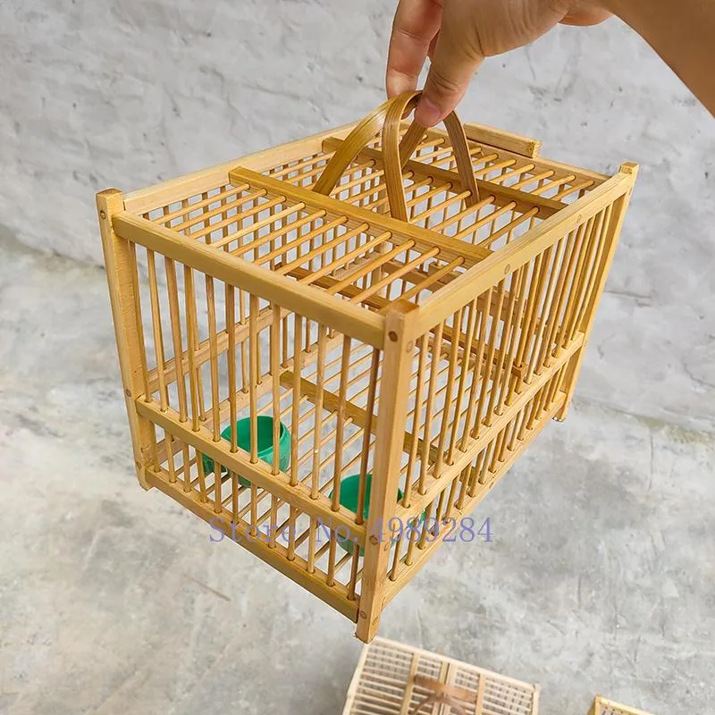 Nids créatifs en bambou faits à la main, cage à oiseaux, une grille, deux grilles, maison d'oiseaux, fournitures pour animaux de compagnie, magasin de Transport, carré, décoration extérieure de la maison