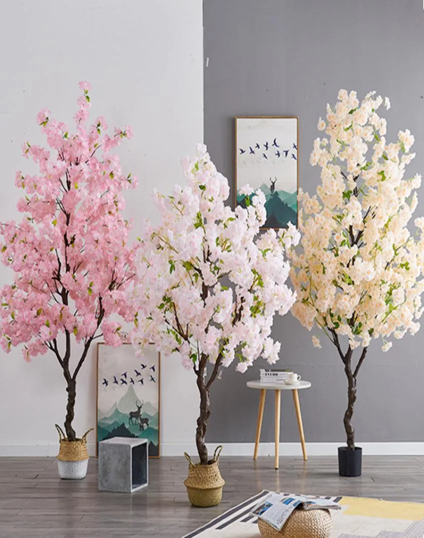 2m66フィート背の高い人工桜の花の木の木の家のための花瓶と盆栽テーブル植物diyウェディングデコレーション4826172