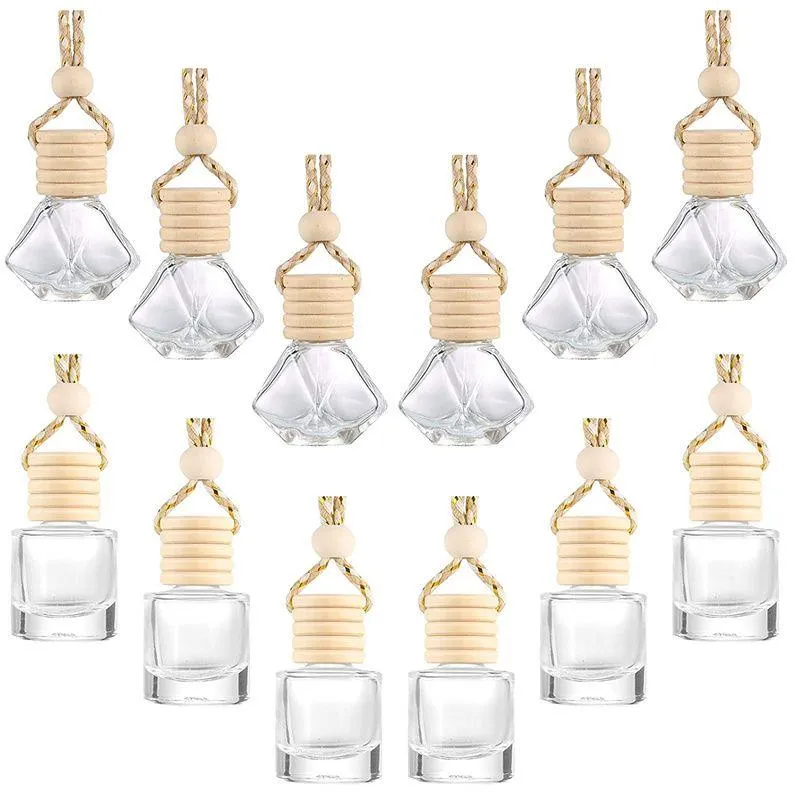 Auto Parfumflesje Hanger Parfum Ornament Containers voor Essentiële Oliën Diffuser Geur Lege Glazen Flessen Pakket Swvnt