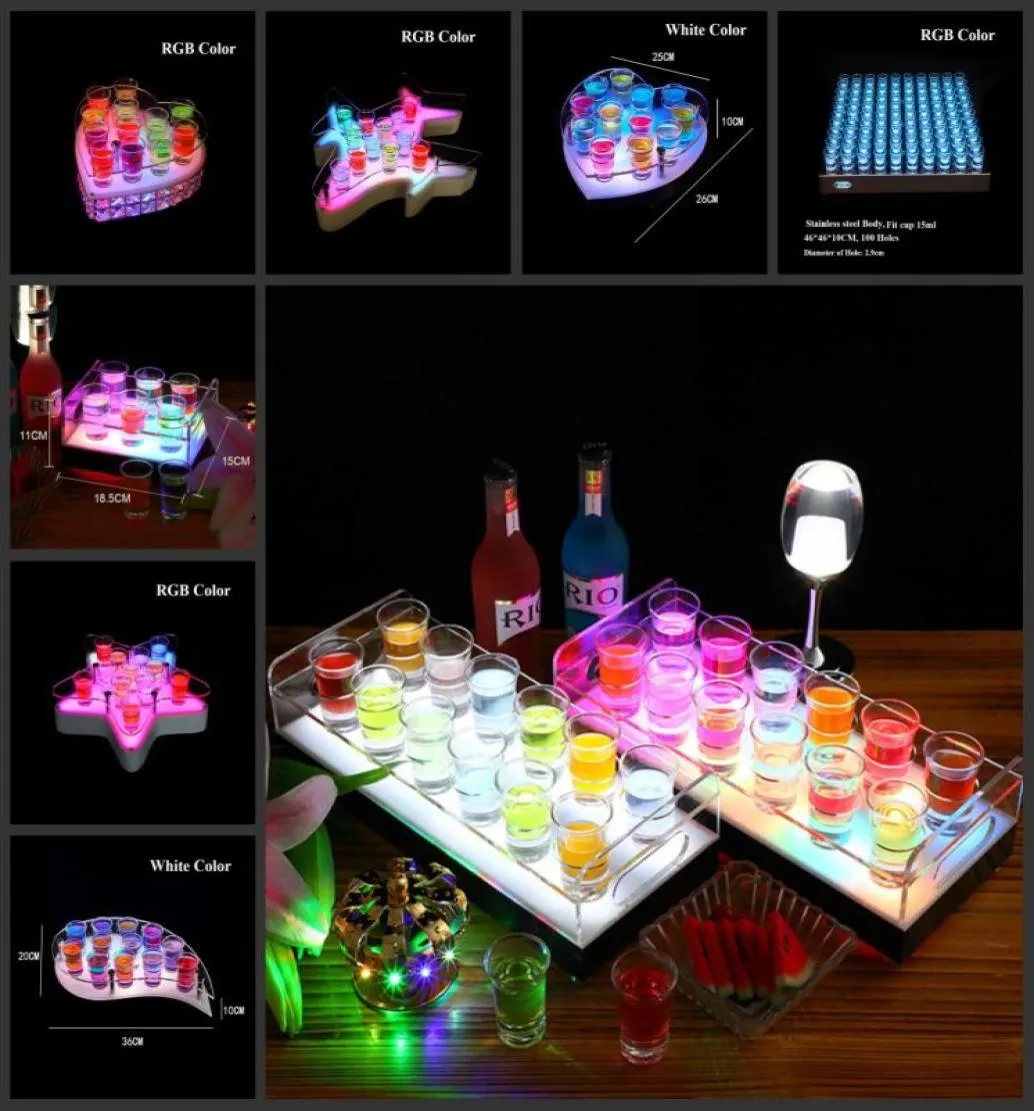 RGB uppladdningsbar akrylbelyst 6 eller 12 glas rack serverar hållare vinglas glas display stativ led VIPs glas service tray2691997