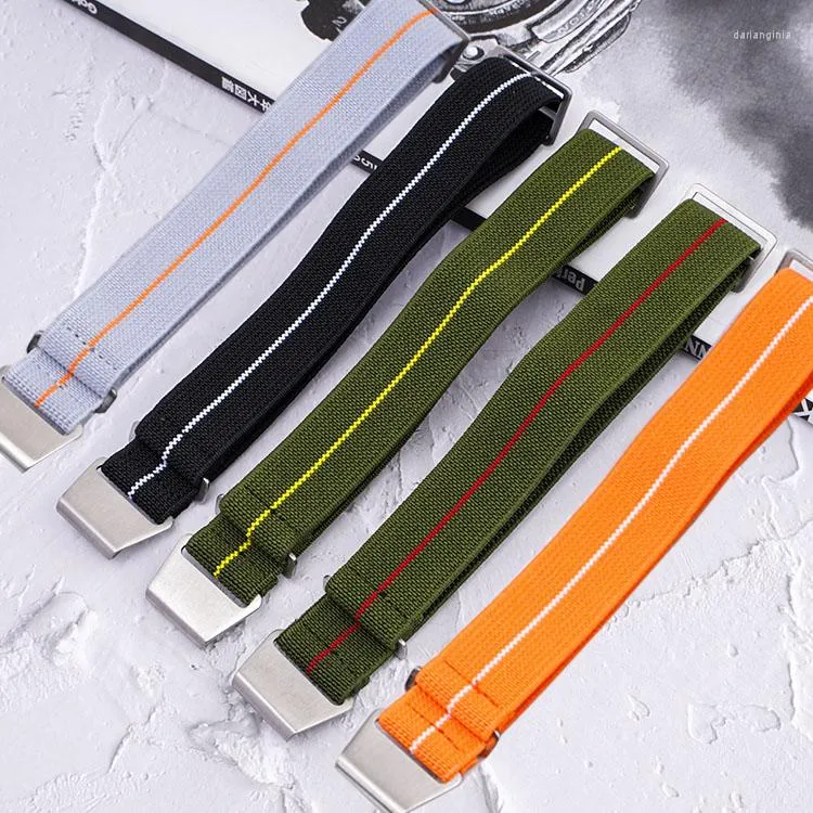 Watch Bands Parachute Elastic Woven Nylon Cingcio 18mm 20mm 22mm 24 in acciaio inossidabile Mili militari Sport Bracciale di sostituzione