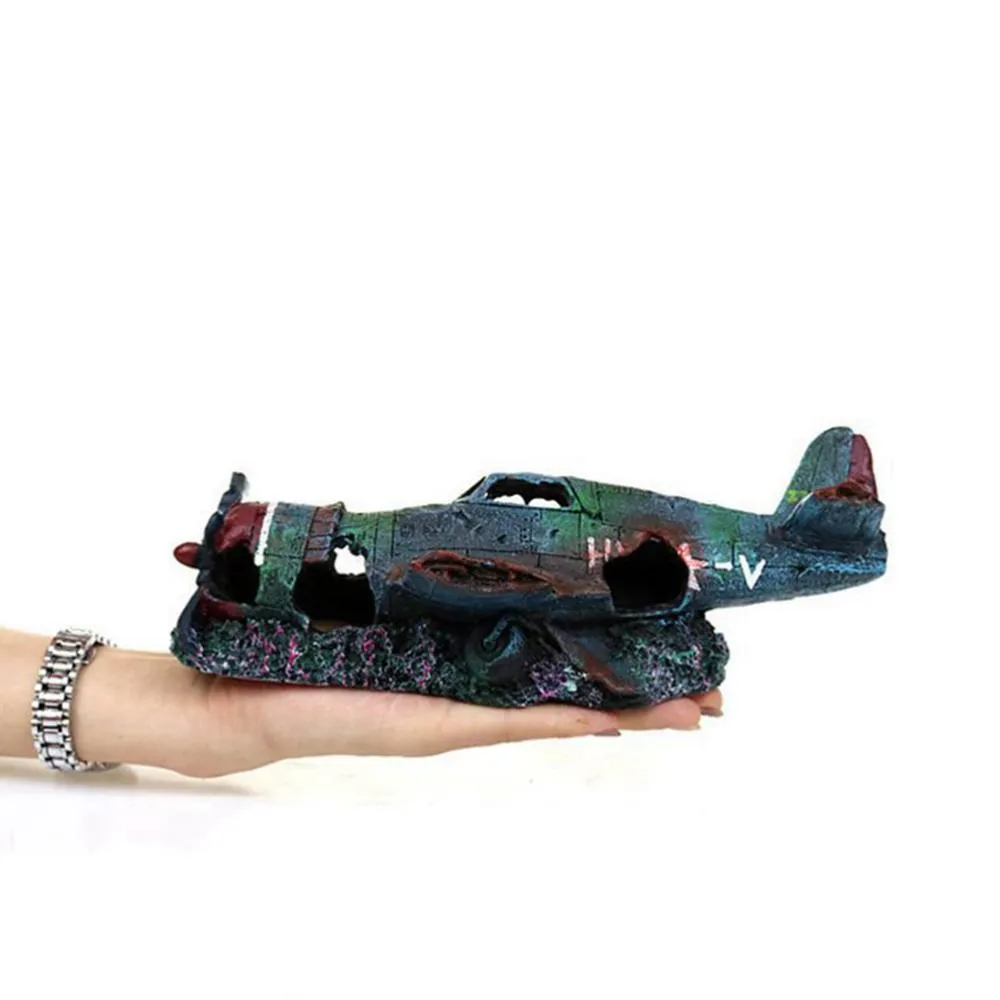 Decorations Fish Tank Resin Craft Plane Artificial Plane Wreckage Decor Aquarium Landscape Ornament