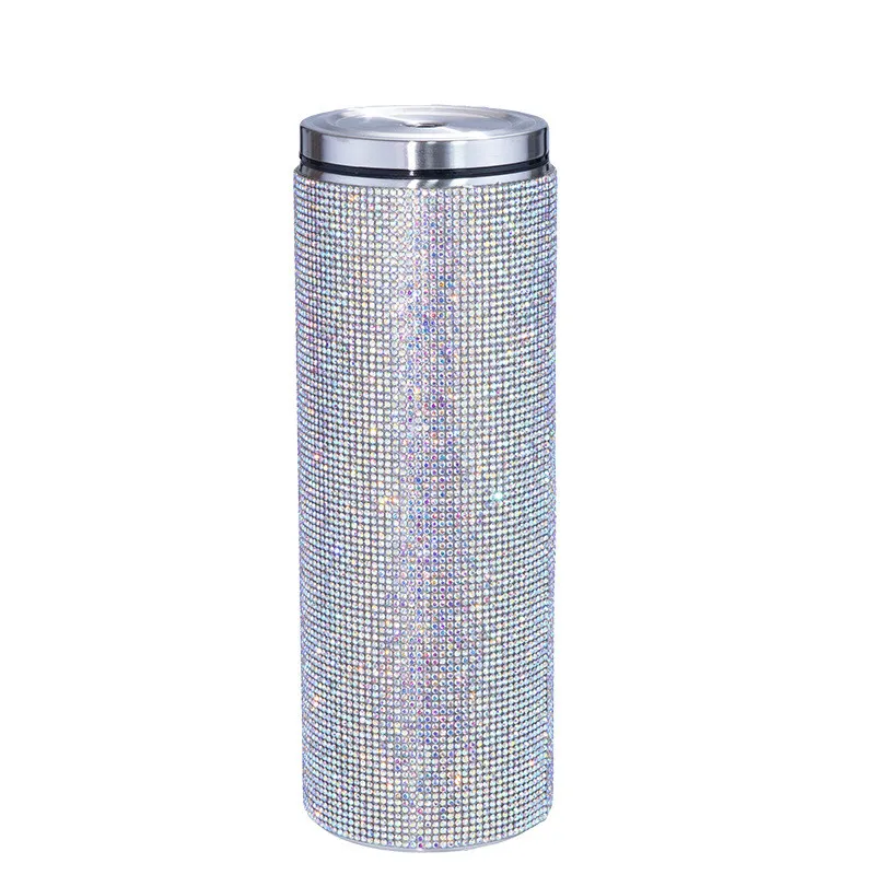 Wholesale 20oz Diamond Straight Tumblers Stainless Steel Water Bottles Colorful Shinny Drinking Cups Double Wall Insulated Tumbler