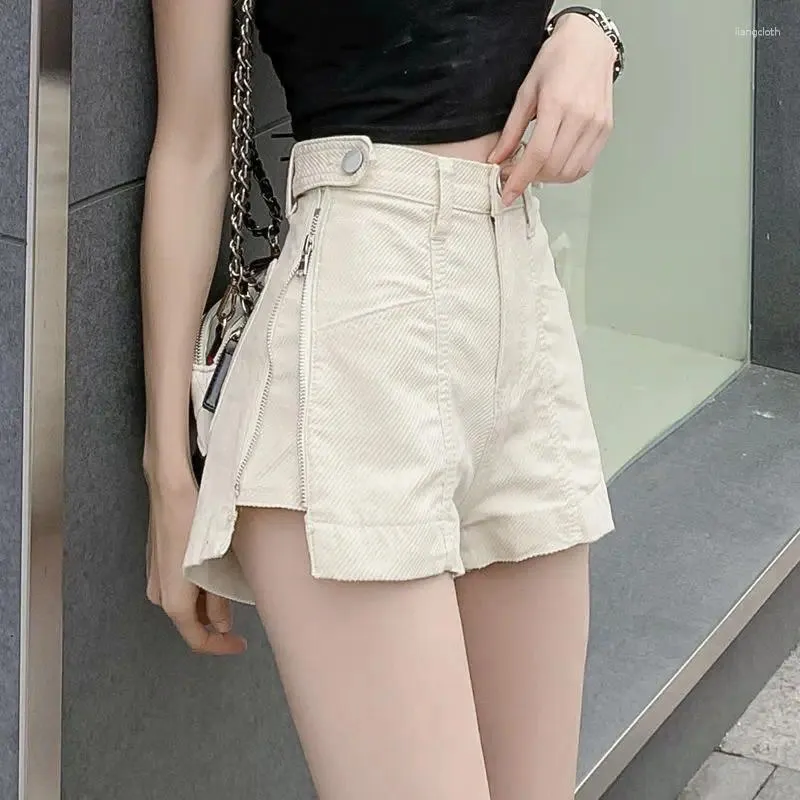 Pantaloncini da donna Pantaloni corti da donna da indossare Jeans Denim da lavoro Bianco da ufficio a vita alta in cotone stile coreano Offerta XL
