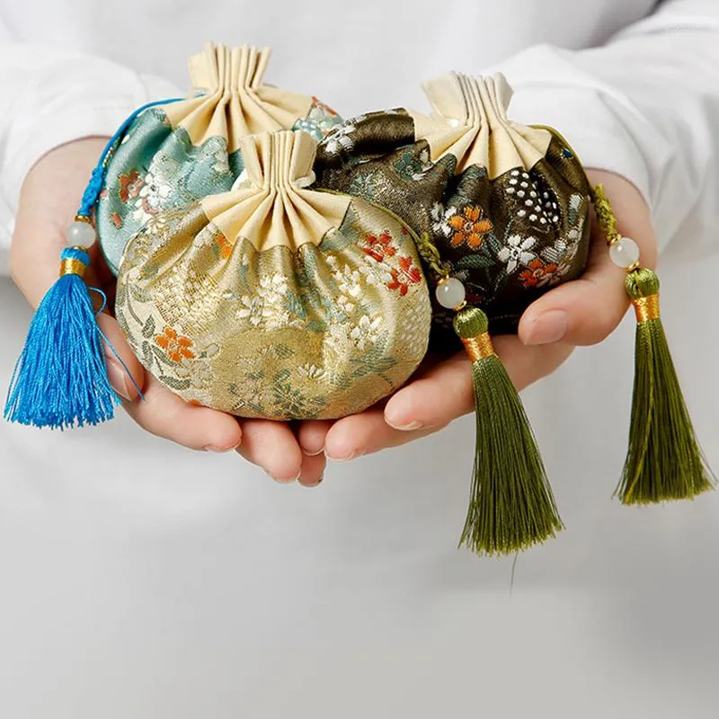 Confezione regalo Fiori ricamati vintage Borse con coulisse Bustina fai-da-te in stile cinese Materiale Matrimonio Compleanno Festa Gioielli Regali
