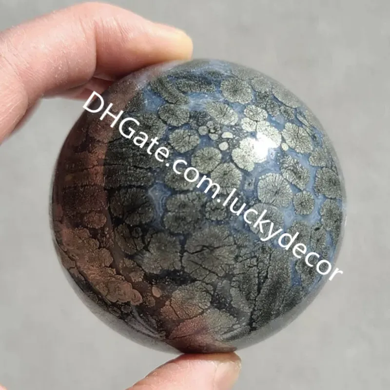 Pyrite in Agate Combination Stone Sphere Decor Beauty Natural Nipomo Marcasite Orb Polished Agatized Fool's Gold Druzy Quartz Geode Wealth Protective Crystal Ball