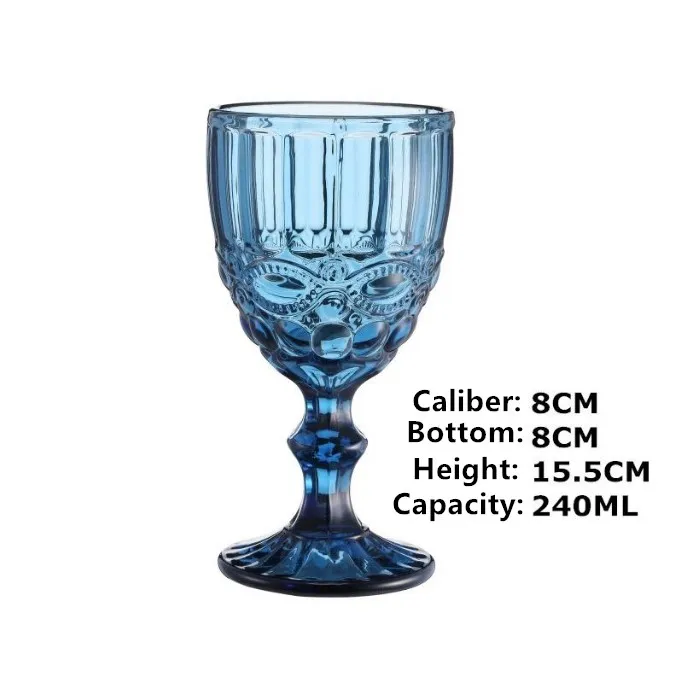 Set Di Bicchieri Da Vino Da 240 Ml Calici Con Stelo Colorato Con Motivo Vintage In Rilievo Bicchieri Romantici Feste Di Matrimonio Da 1,54 € | DHgate