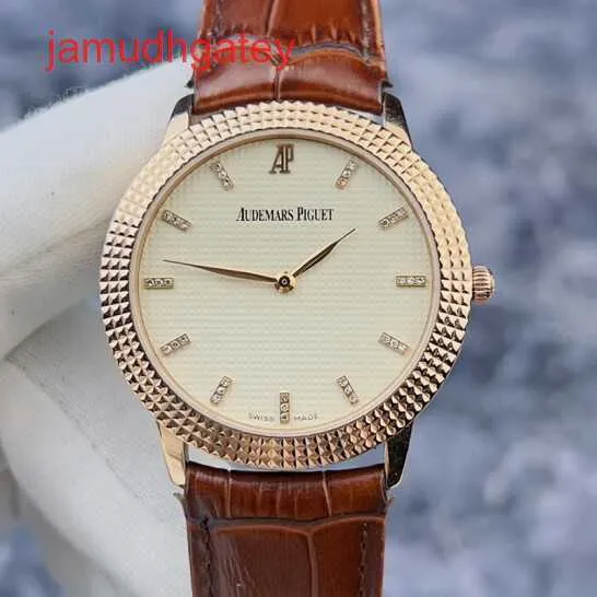 Ap Swiss Luxury Watch Série Clássica 15163or Escala 18k Rose Gold Manual Mecânico Relógio Masculino de Negócios 38mm