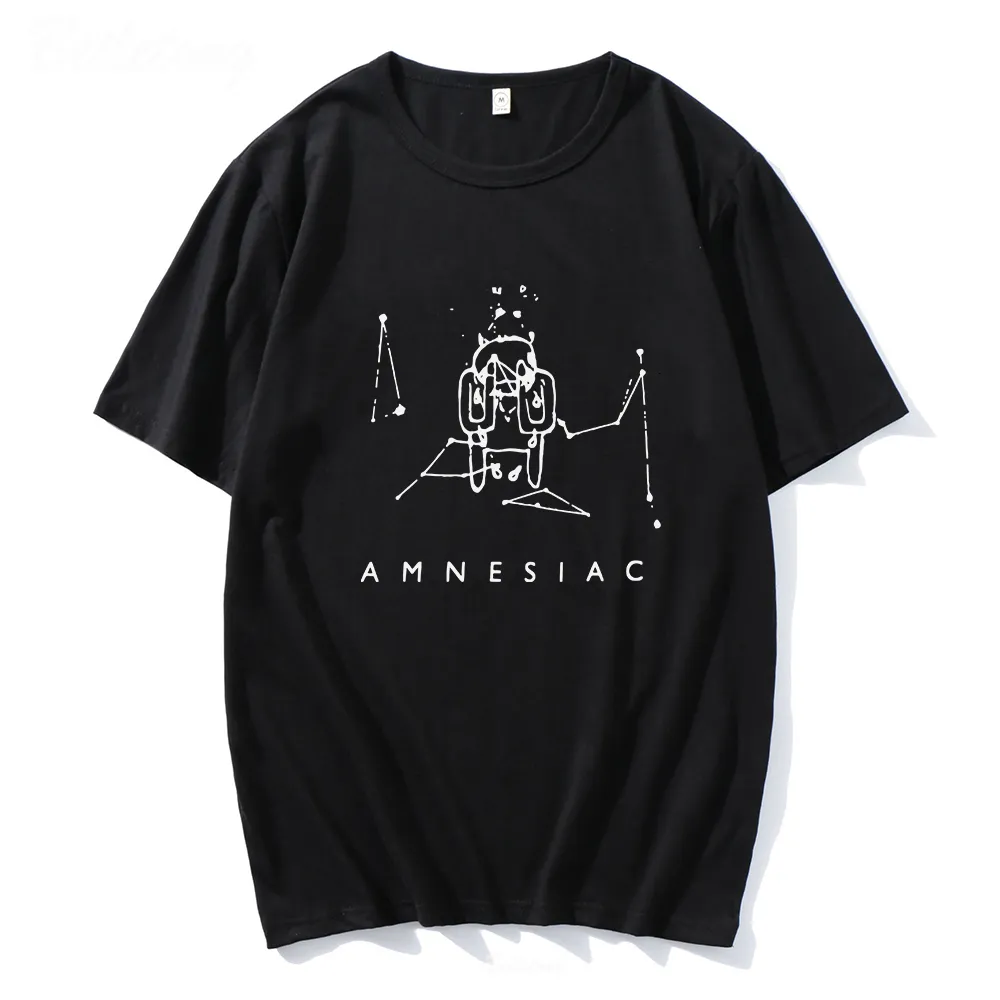 Mens Tshirts Radiohead amnesiac T -shirt Söt gråtmönster Tshirt Band Rock Funny Music Topps 100 Cotton Print Loose Album Tees Female Men 230426