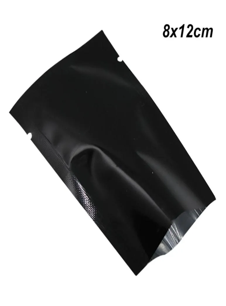 8x12 cm svart 200 st aluminium folie öppen topp värme tätning vakuumpåse vakuum tätbart kaffe te mat förvaring väska mylar folie baggie 4738673