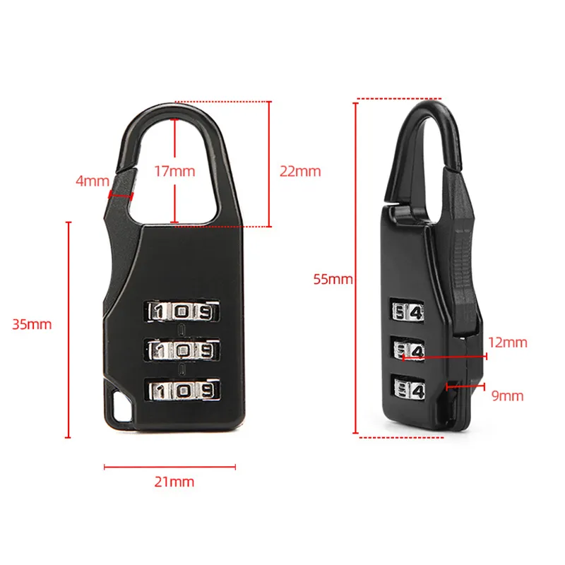 UP Security 4-Digit Combination Padlock With Cable - Zinc Alloy Keyless Lock For Luggage, Gym Lockers, Backpacks