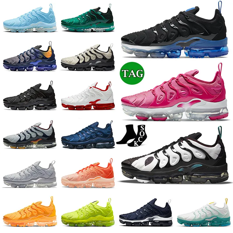 TN Plus Running Shoes Vapor Man Women Triple White Black Laser Blue Volt Glow Oreo Breattable Fly Knit Sneakers Trainers Outdoor Sports Size 36-47