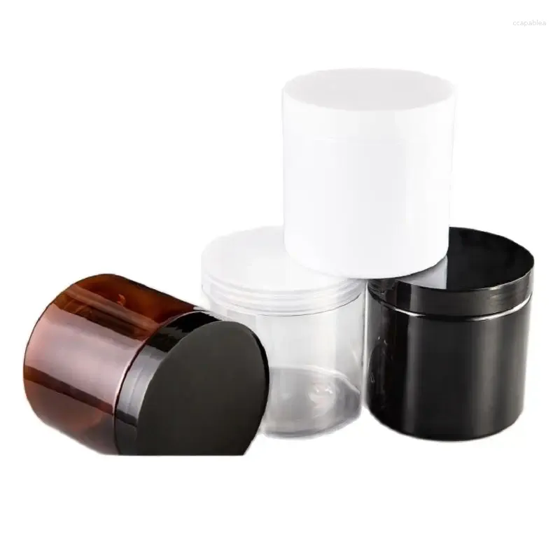 Storage Bottles 500ml Dia. 89mm White Clear Black Brown PET Wide Mouth Bottle Cosmetic Jars Empty Makeup Containers Plastic Skincare Cream