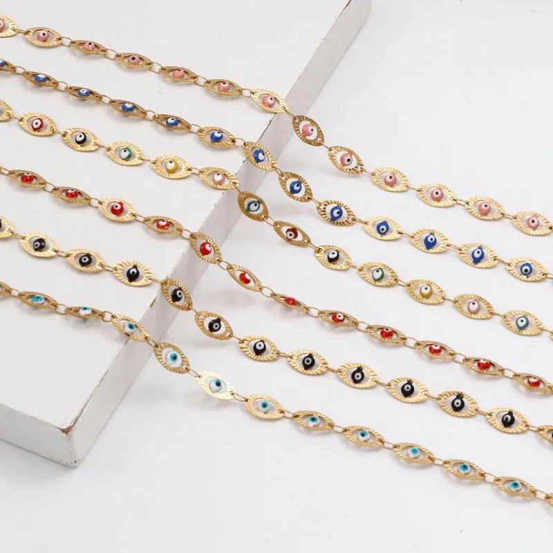 Enklets Religieus roestvrijstalen oog Anklet Multicolor email Hangers Goud kleur link ketting Bracelet Women Summer Beach voet sieraden