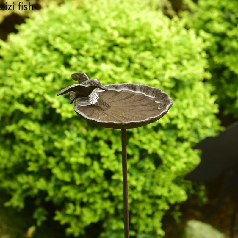 Feeding Cast Iron Bird Feeder Bird Drinking Plugin Garden Ornament Wrought Iron Feeder Bird Supplies Metal Bird Feeder Outdoor Bird Bowl