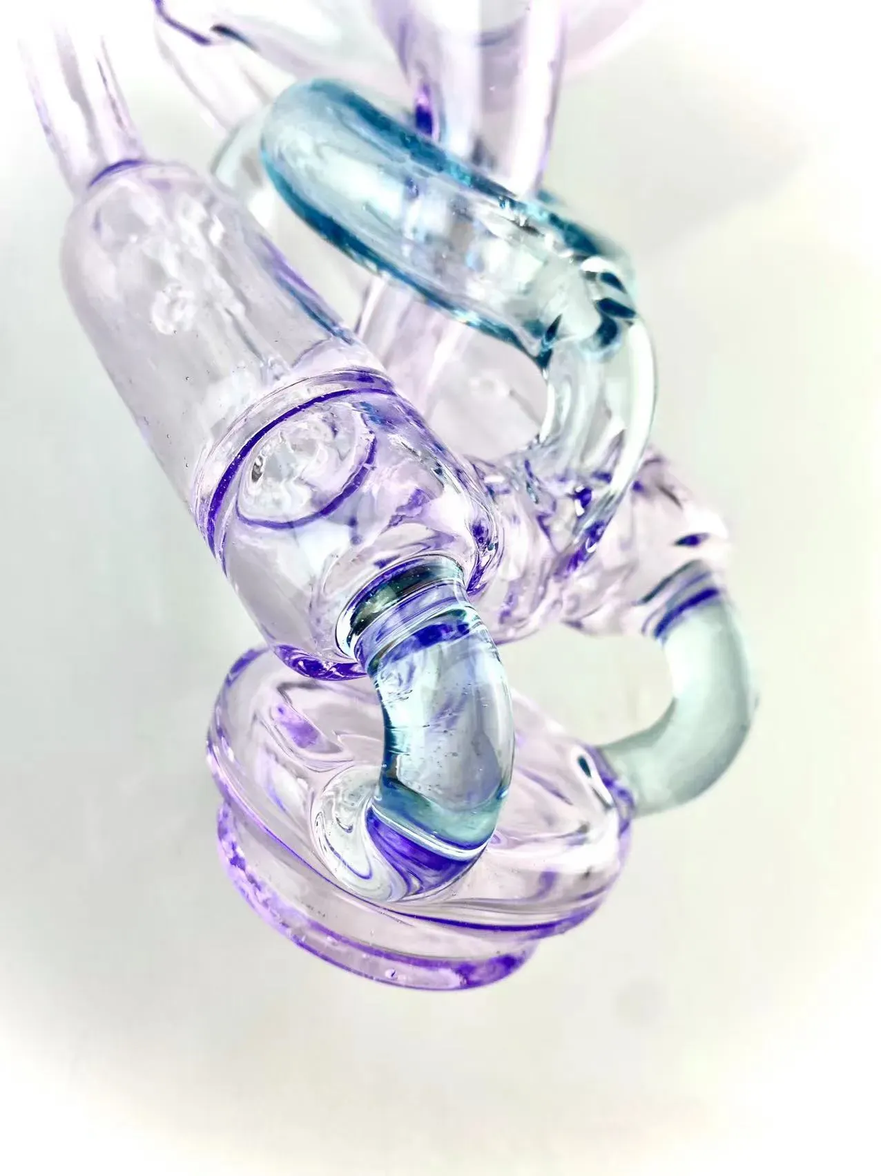 Hookah double recycler type glass top for peak or carta , purple lolipop with blue stardust , only glass top no e-rig bottom