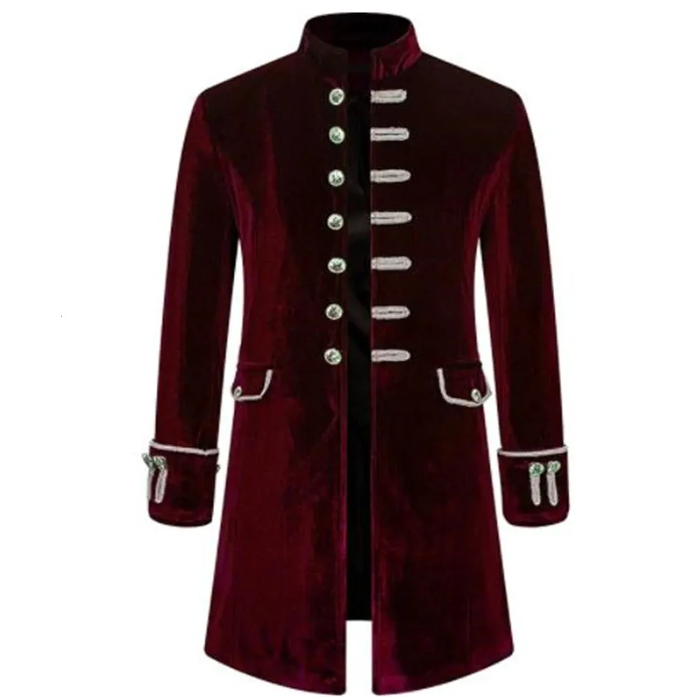 Men's Trench Coats Vintage Men's Jacket Medieval Cosplay Velet Prince Coat Retro Wedding Blazer Gothic Steampunk Carnival Party Knight Top 231127