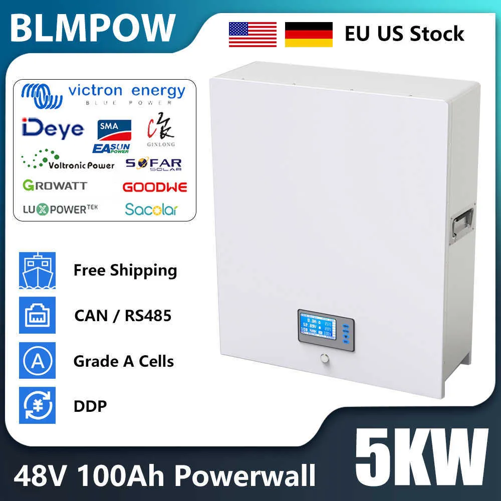 48V 100AH ​​200AH POWERWALL LIFEPO4 Batterij PACK 10KWH 5KWH CATL CELL CELL 32 PARELLEL 6000+ CYCLE SUPER CAPACITEIT CAN/RS485 DE NO TAX