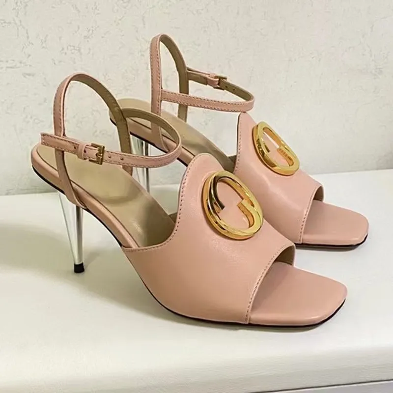 High Heels Sandal Party Fashion 100% leather Dance Shoe Sexy suede women metal buckle thick heel wome shoes large 35-42with frame