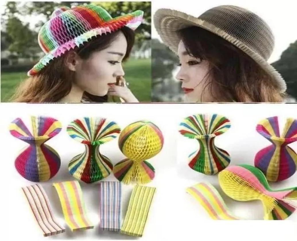 Magic Paper Cap Değişken Katlanır Kağıt Şapka Yaratıcı Sihirli Vazo Şapkaları Seyahat Yuvarlak Katlanabilir Sunhat Party5784932