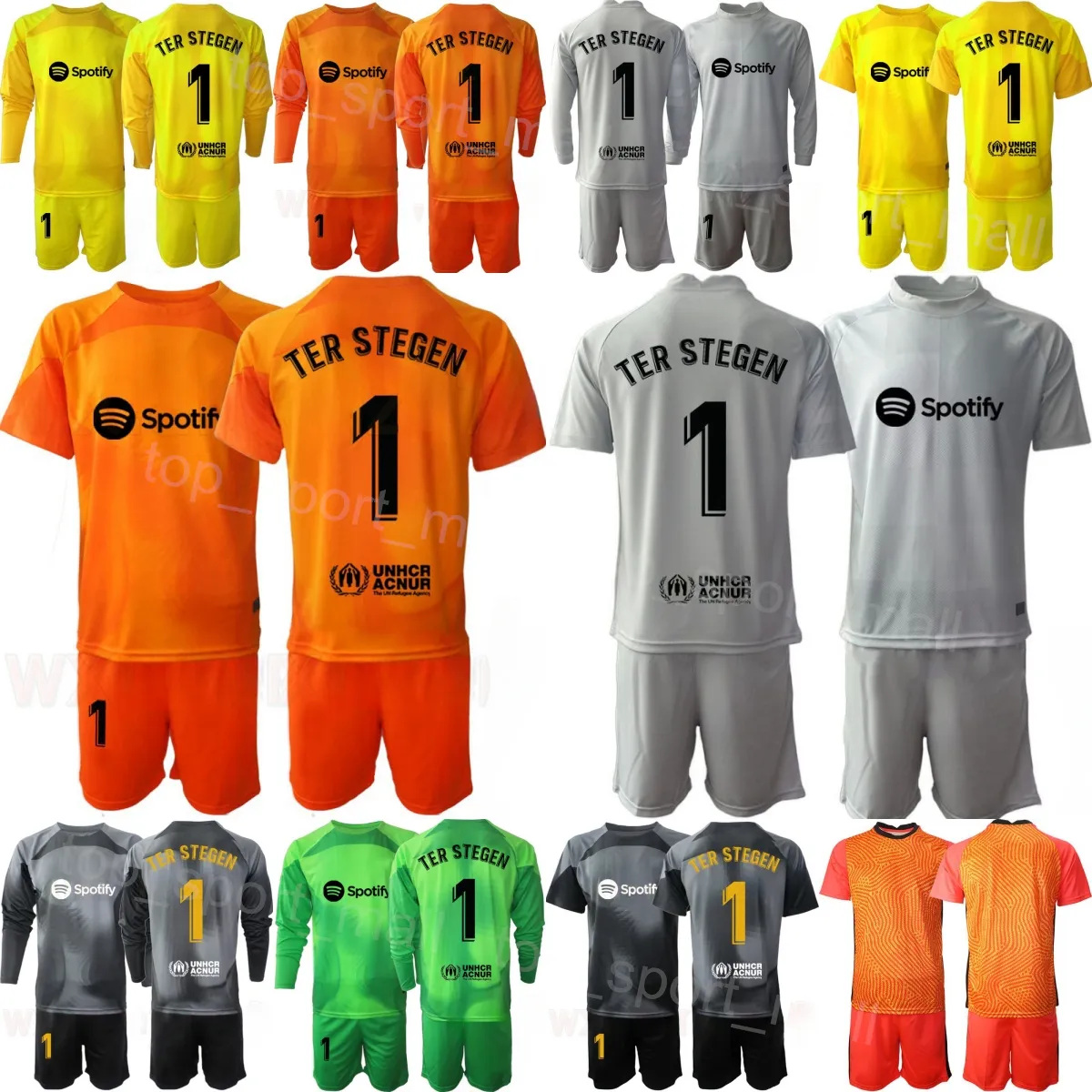 No1 Ter Stegen Grey Goalkeeper Long Sleeves Kid Jersey