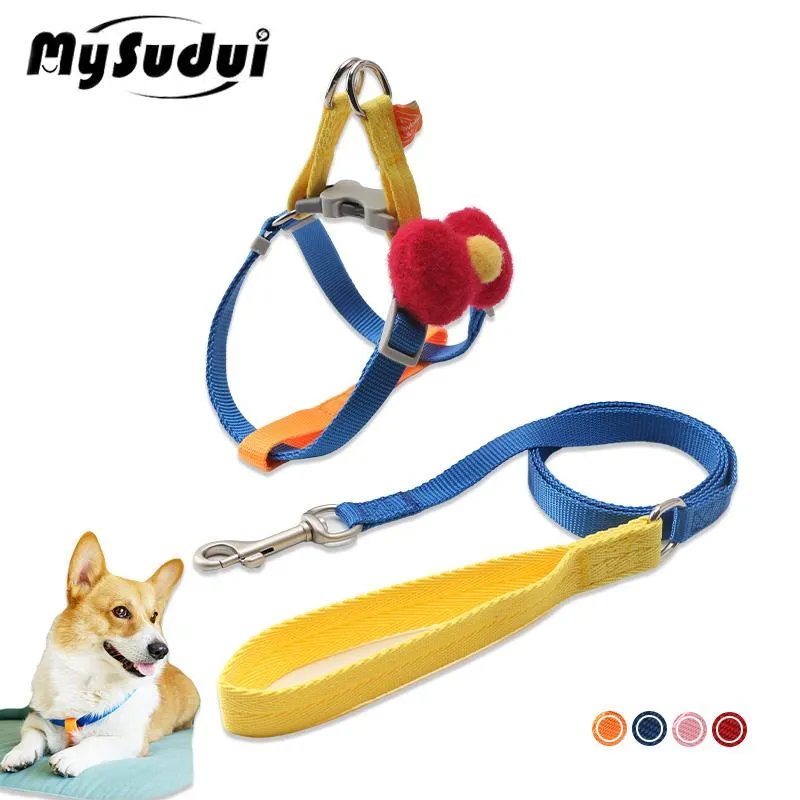 Set MySudui Pettorina e guinzaglio per cani Quick Fit Set Step In Pet Puppy Pettorina regolabile Guinzaglio morbido per cani di piccola taglia