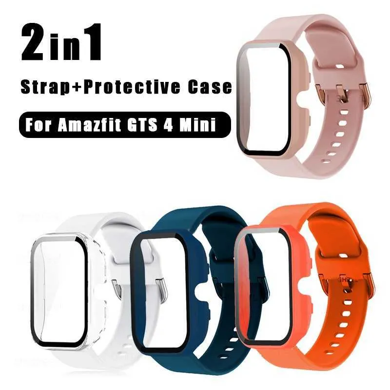 For Amazfit GTS 4 Mini PC Case+Tempered Glass Smart Watch Screen