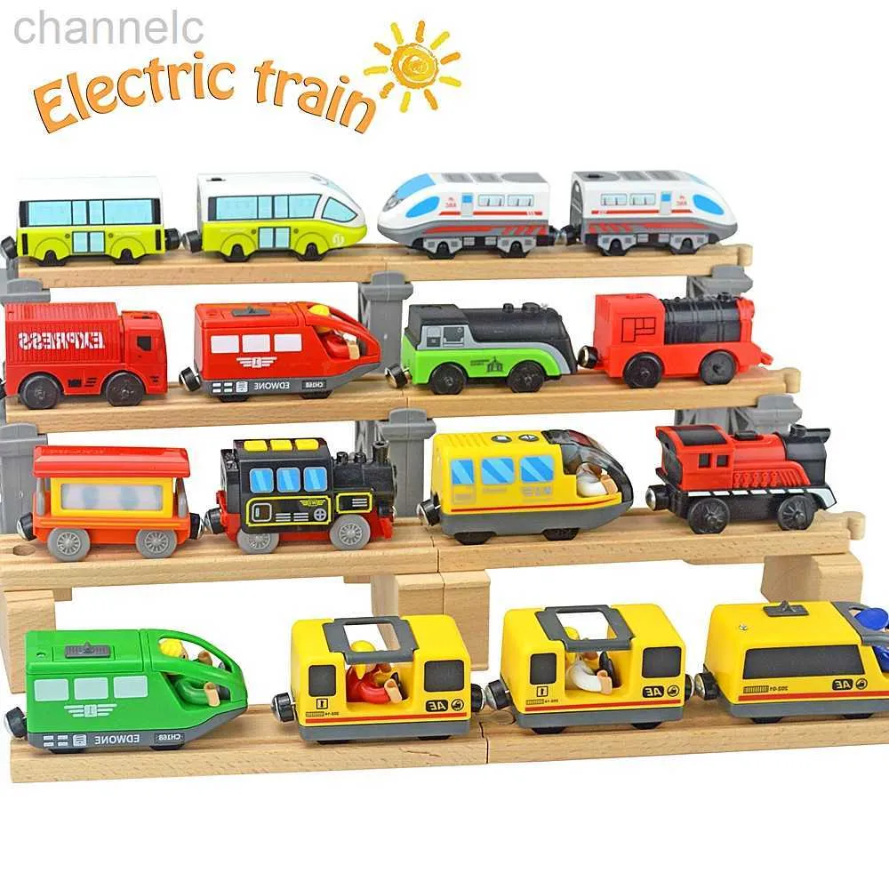 Diecast Model Cars Electric Train Set Locomotive Magnetic Car Slot Fit all Brand Biro TROOD Railway for Kids Education Toys