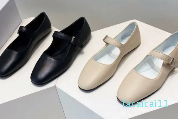 waxy soft shoes square round The head flat Mary Jane single shoes made in Dongguan leather ballet shoes for women