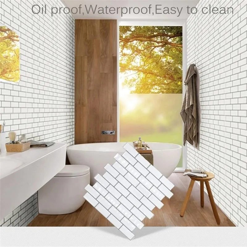 Wandaufkleber 2023 DIY Mosaikfliesen Taille Linie 3D Aufkleber Küche Klebstoff Badezimmer Schlafzimmer Toilette wasserdichte PVC Wallpaper