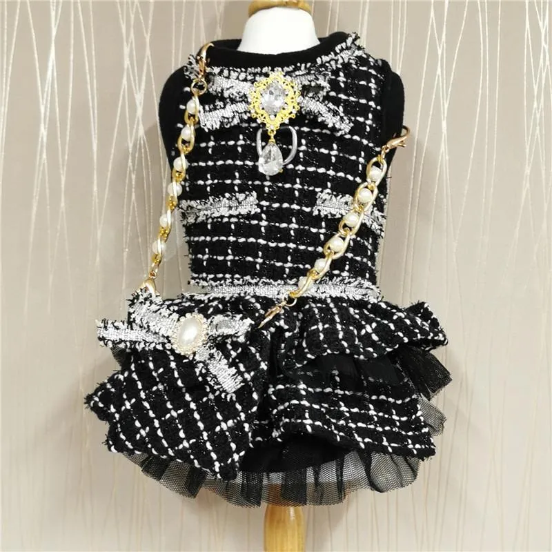 Carrier Winter Cat Dog Dress Luxury Princess Wedding Puppy Costume Pomeranian Poodle Schnauzer Doggie Apparel Abiti con borsa