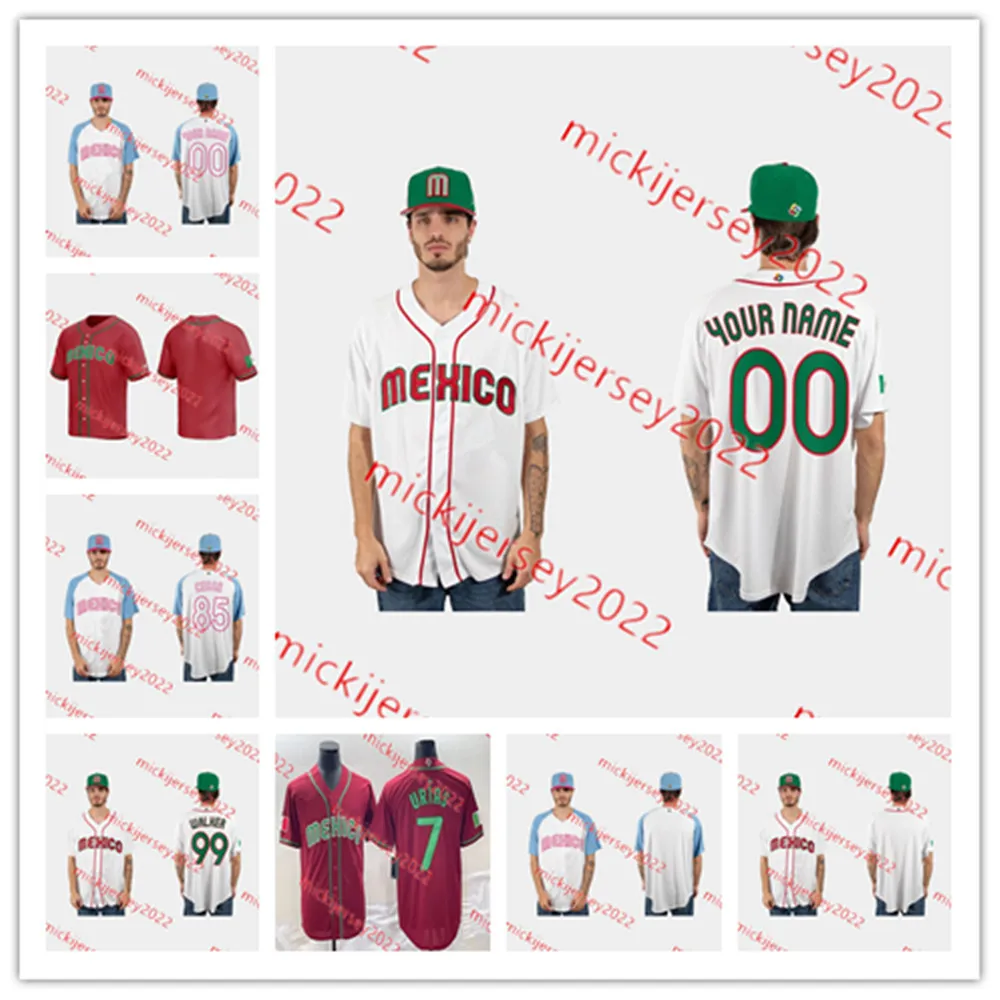 2023 WBC Mexique Baseball Jersey Alejandro Kirk Patrick Sandoval Joey Meneses 55 Adrian Martinez 56 Randy Arozarena Cesar Vargas Maillots cousus sur mesure pour hommes jeunes