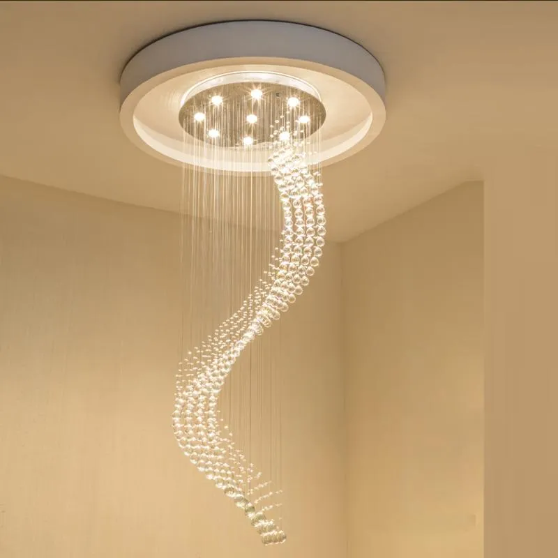 Ljuskronor spiraldesign modern kristallkronkrona trappa belysning AC110V 220V LED -butiksljus