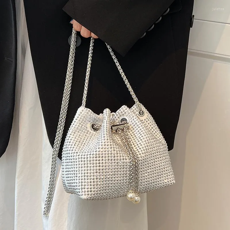 Evening Bags Sparkle Diamond Design Small Bucket Crossbody For Women Clutches 2023 Handbag Purses Shoulder Messenger