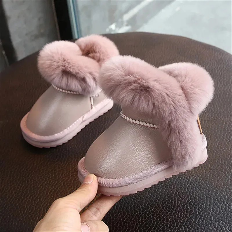 Laarzen Winter Meisjes Leer Prinses Warm Pluche Katoen Kinderschoenen Antislip Mode Peuter Baby 1525 231127