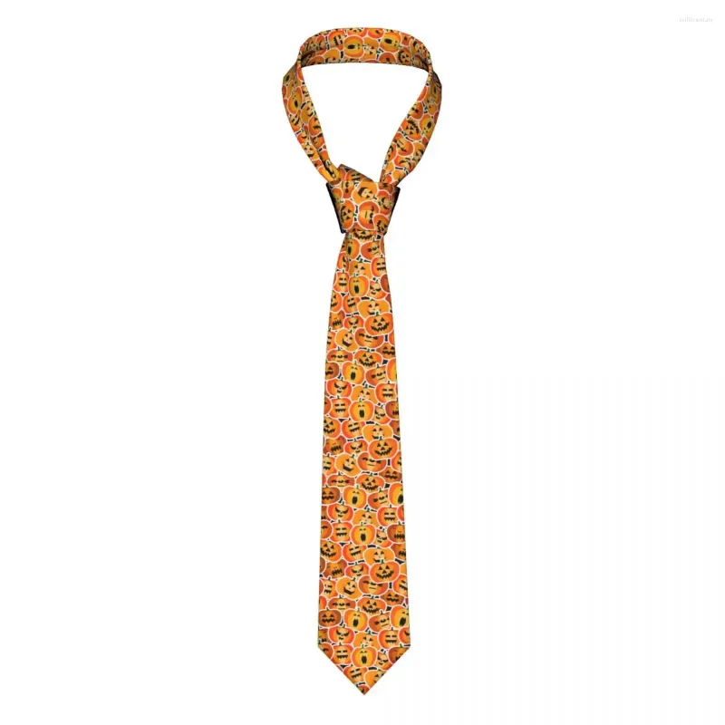 Bow Ties Halloween Scary Orange Pumpkins Tie Skull Daily Wear Cravat Street Necktie Polyester