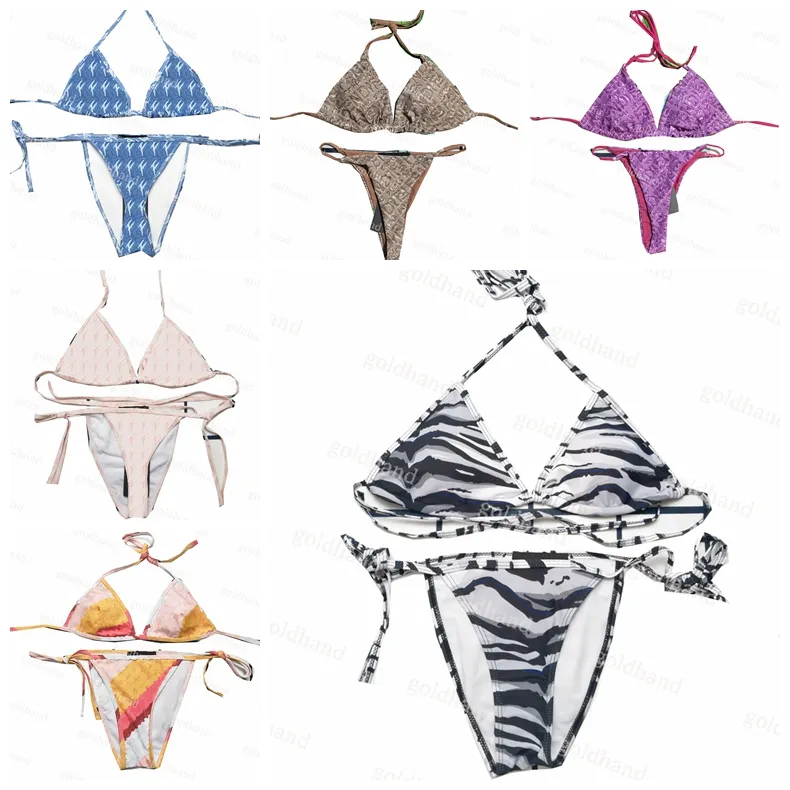 Lyxmärke Bikini Set Designer Sexig Women Tiger Stripe badkläder Summer Beachwear Up Strap Swimsuit Fashion Bra