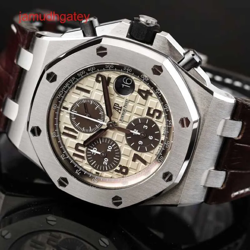 AP İsviçre Lüks İzle Royal Oak Offshore AP26470ST Fildişi Beyaz Otomatik Makine Erkekler 42mm Tek Gauge