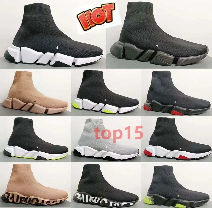 Projektant Trener Speed ​​Buty na sprzedaż Koronkie Up moda Flat Socks Buty Speed ​​2.0 Mężczyzn Kobiet Runner Sneakers z torbą na kurz 35-45