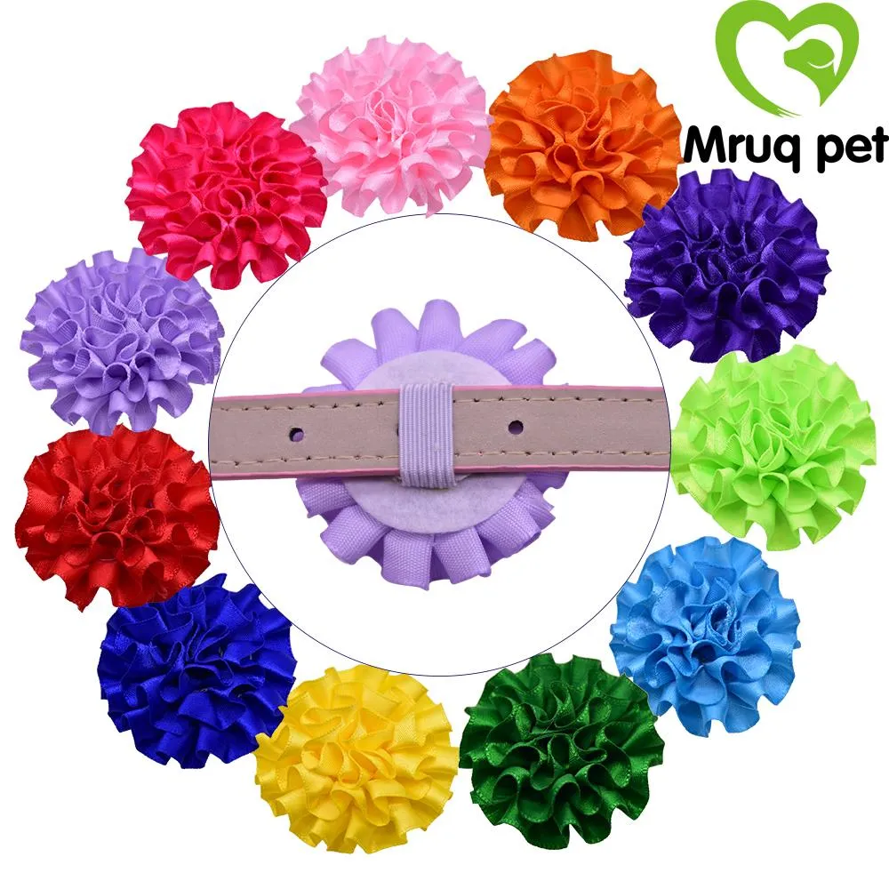 Accessories Adorable Flower 30PCS Pet Dog Cat Collar Charms Pet Collar Accessories Removable with Rubber Bands