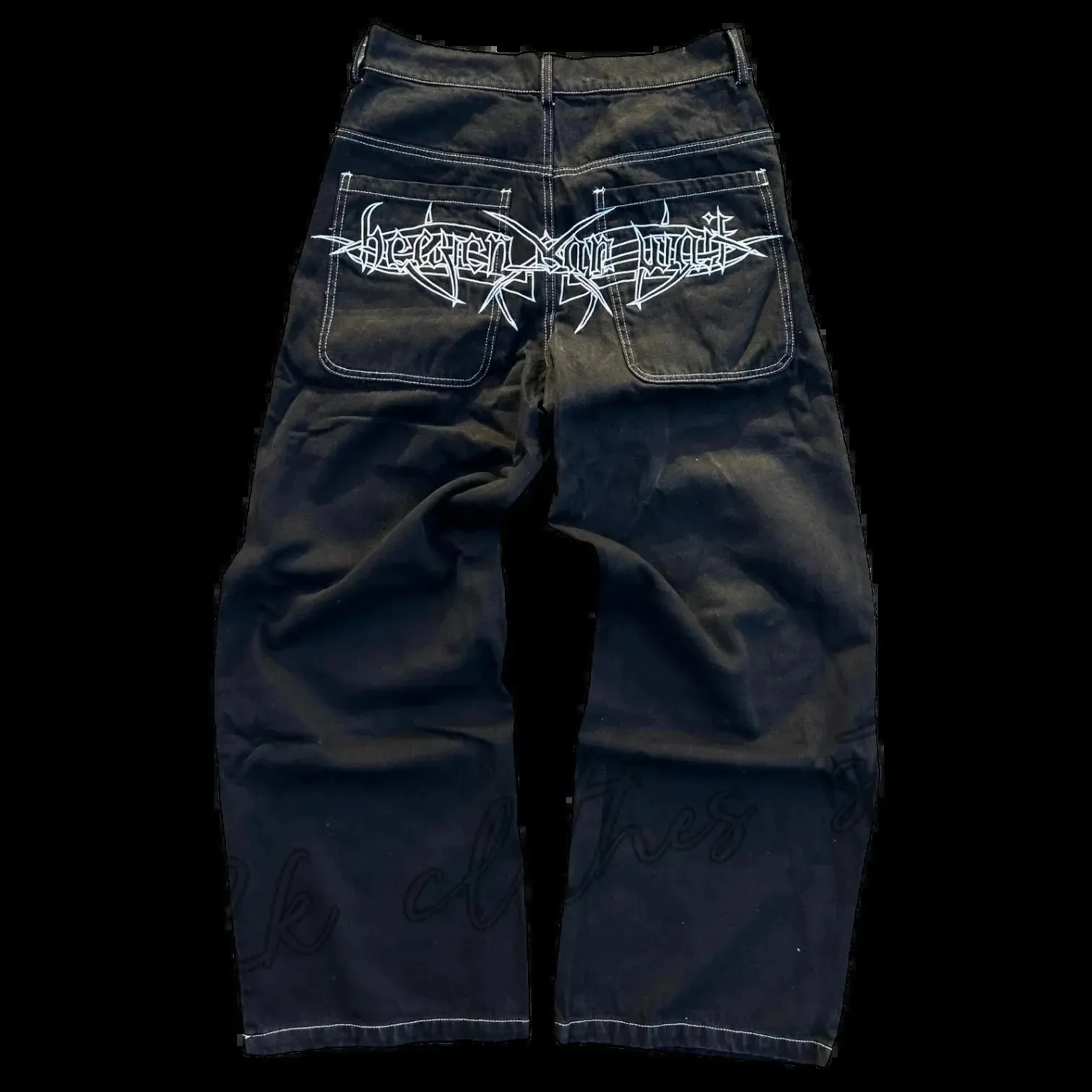 Jeans da uomo Y2K Harajuku Retro Skull Graphic Baggy Pantaloni neri Punk Rock Hip Hop Gothic Pantaloni a gamba larga Streetwear 231127