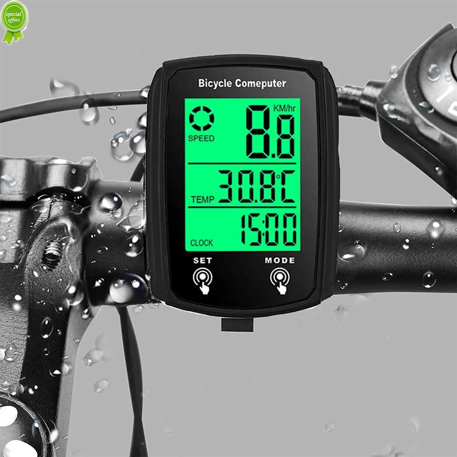 Wasserdichter Fahrradcomputer Kabelgebundener Fahrradtacho Kilometerzähler Fahrradcomputer LCD-Display mit HintergrundbeleuchtungFahrradcomputer