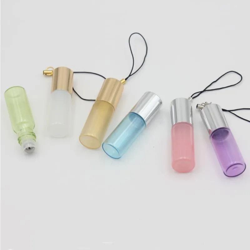 Mini bouteilles en verre à rouleau de 5ml, couleur perle, parfum, huiles essentielles, avec rouleau à bille en acier inoxydable, Kkfwh