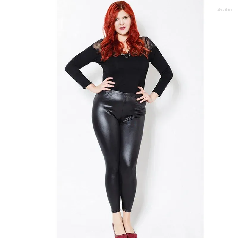 Plus Size Leather Leggings Thermal Fleece Leggings Stretchy, Soft