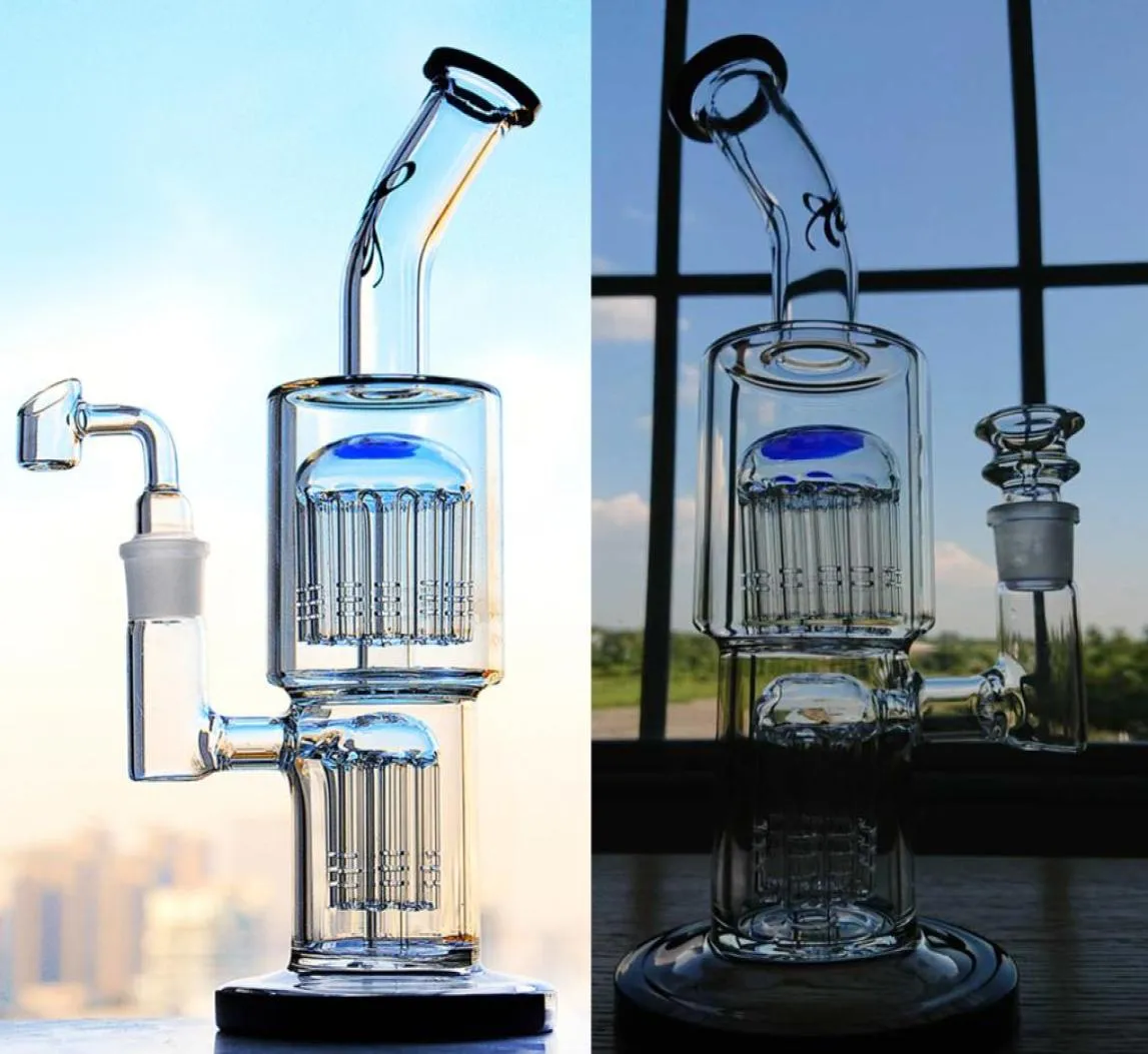 114 -calowe szklane bongs podwójne ramię wbudowane szklane szklane bąberz solidny solidny hakah wodny rurki olejne z 18 mm złącza 8274344